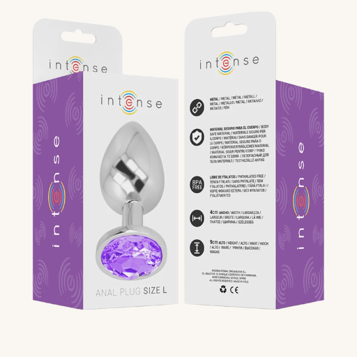 INTENSE - PLUG ANAL METAL ALUMINIO CON CRISTAL VIOLETA TALLA L