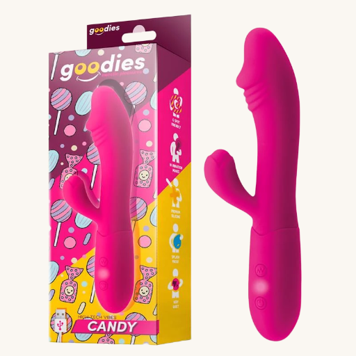 GOODIES CANDY VIBRADOR CON CONEJITO PUNTO G USB SILICONA FUCSHIA