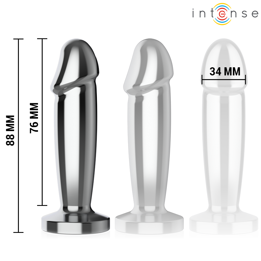 INTENSE - PLUG ANAL 10 VIBRACIONES METAL EN FORMA DE DILDO CON CONTROL REMOTO M