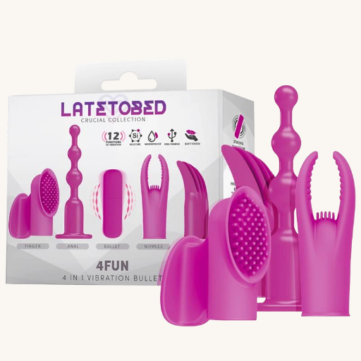 LATETOBED 4FUN BALA VIBRADOR Y 4 FUNDAS USB IMPERMEABLE SILICONA