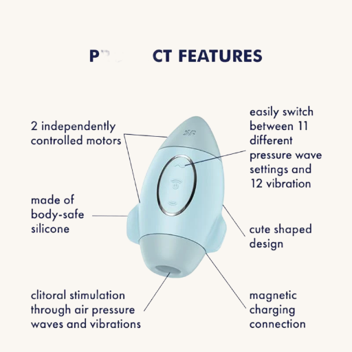 SATISFYER MISSION CONTROL SUCCIONADOR Y VIBRADOR AZUL