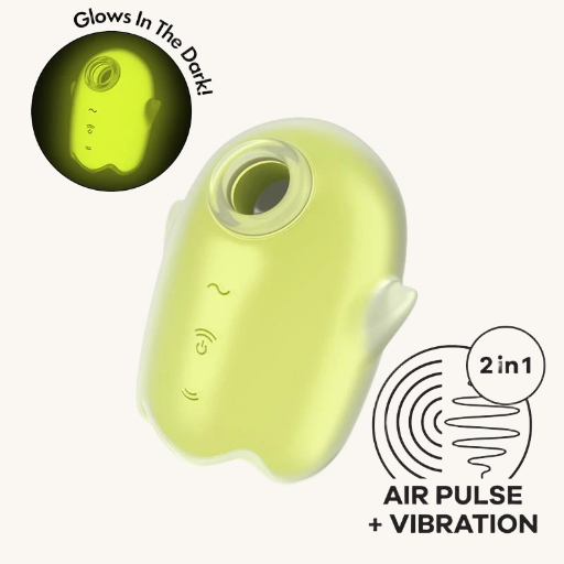 SATISFYER GLOWING GHOST SUCCIONADOR BRILLA EN LA OSCURIDAD AMARILLO
