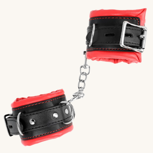 KINK - MUÑEQUERAS ESTILO HEAVY FORRO ROJO AJUSTABLE 20-30 CM X 6 CM