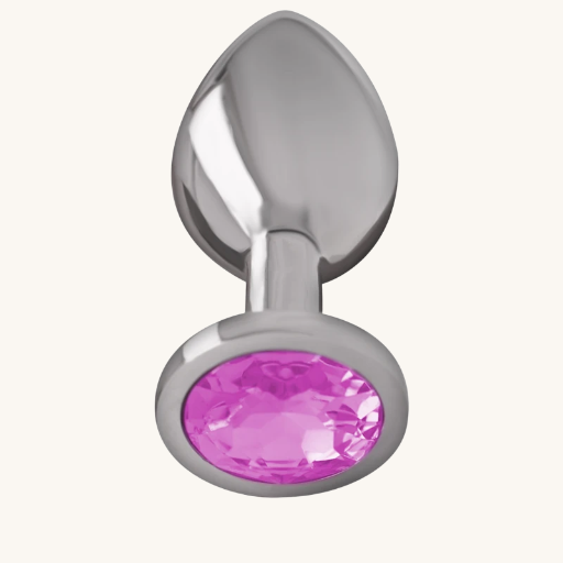 INTENSE - PLUG ANAL METAL ALUMINIO CON CRISTAL ROSA TALLA S