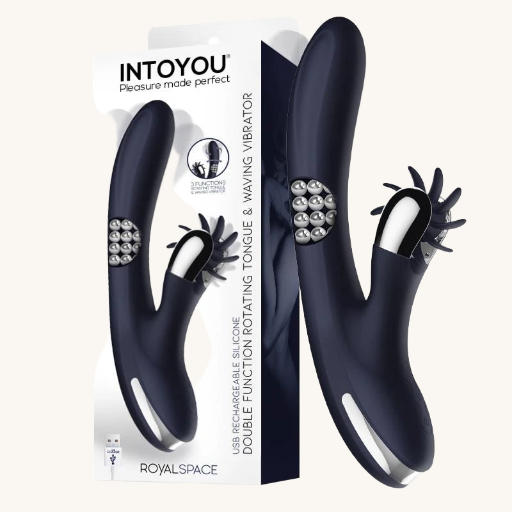 INTOYOU ROYALSPACE VIBRADOR CON LENGUAS ESTIMULADORAS Y BOLAS INTERNAS 360º AZUL