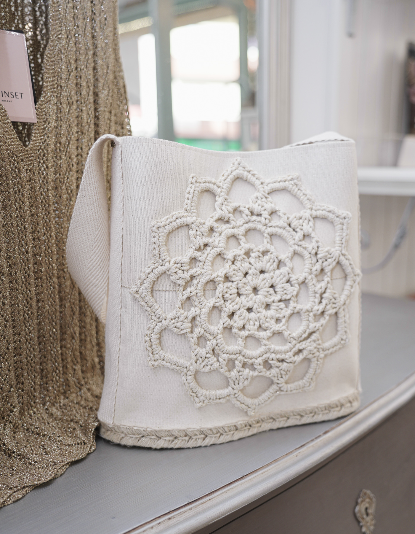 Bolso con lona de algodón/lurex