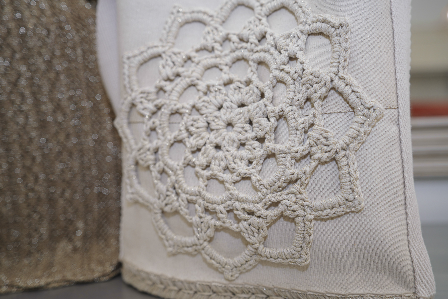 Bolso con lona de algodón/lurex