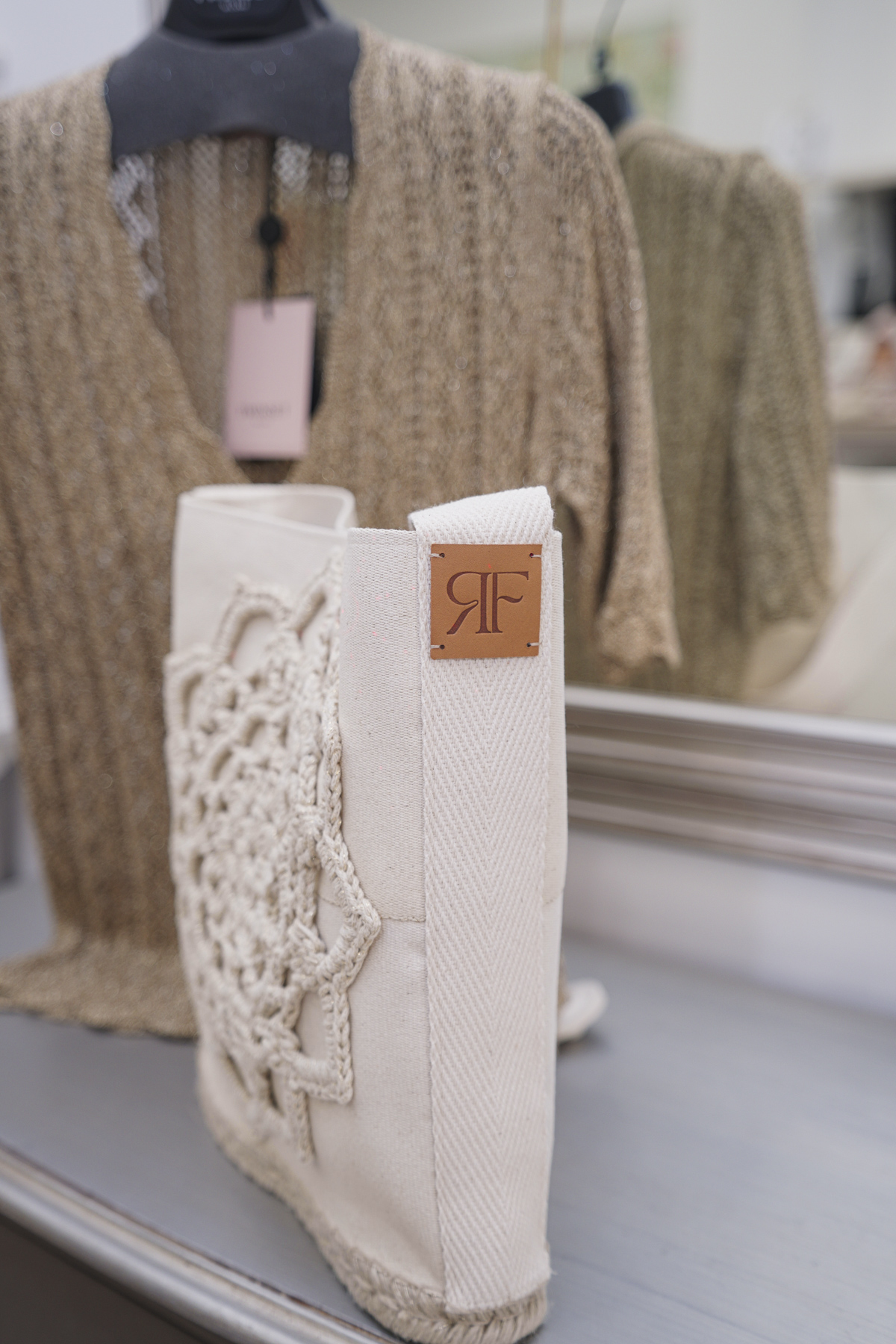Bolso con lona de algodón/lurex