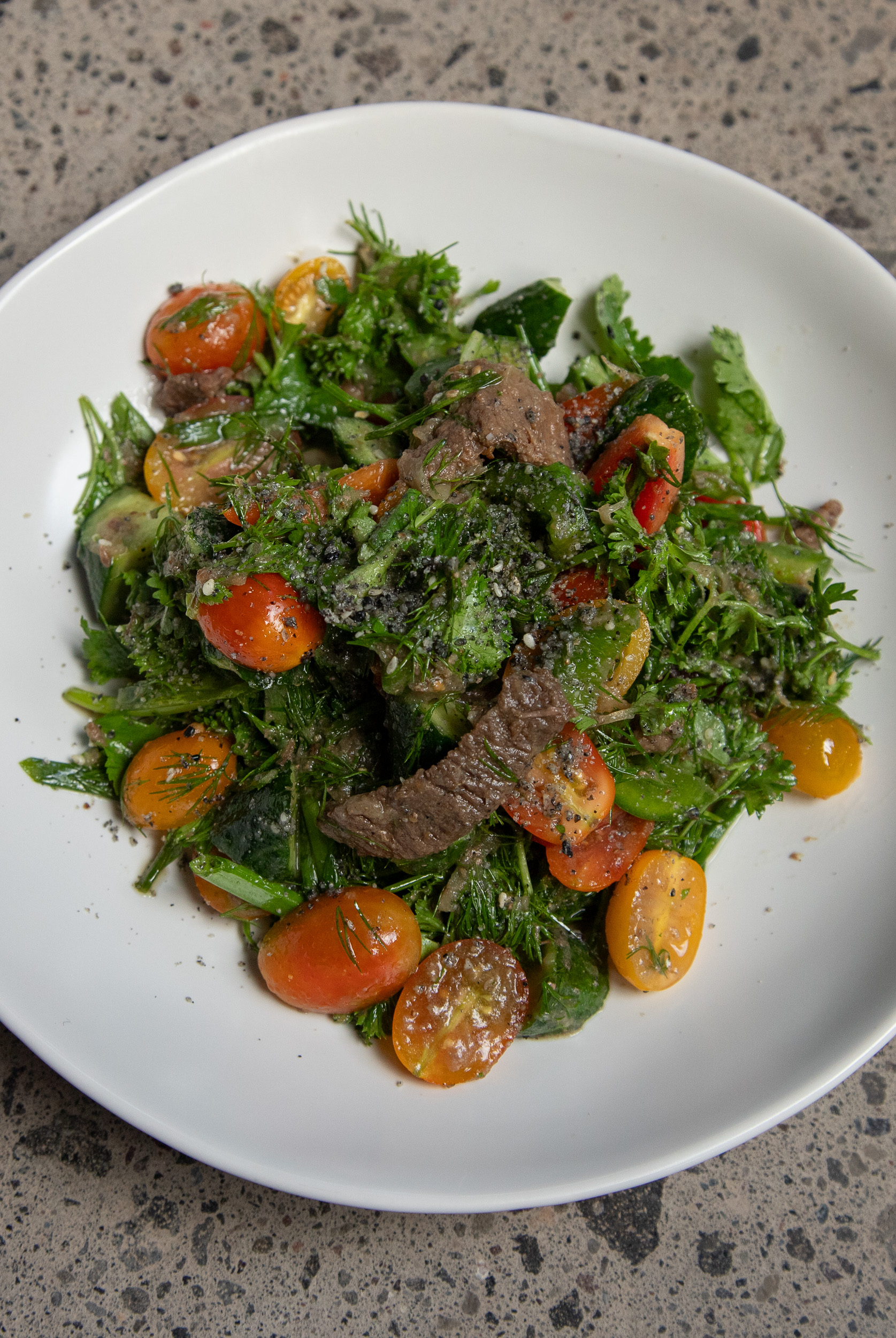 Georgian salad with beef