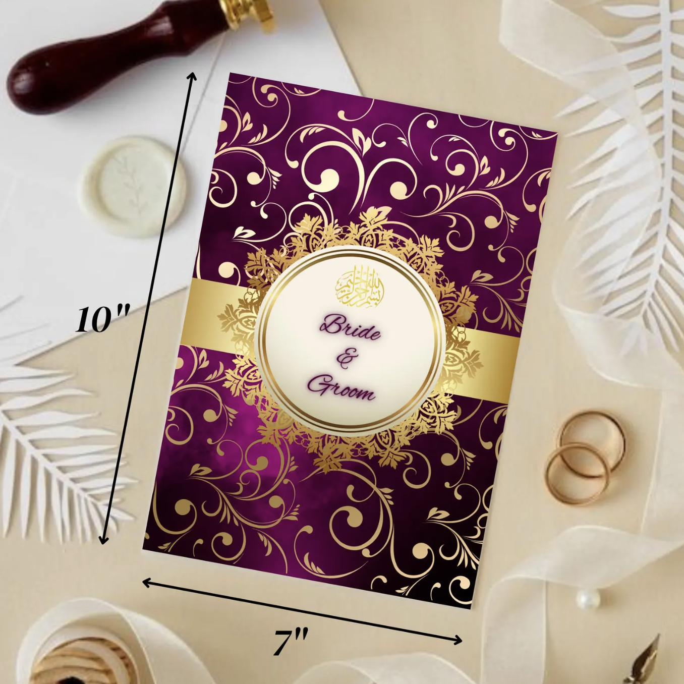 Elegant Muslim Wedding Invitation Set | Nikah & Shahi Walima | Personalized Digital Cards