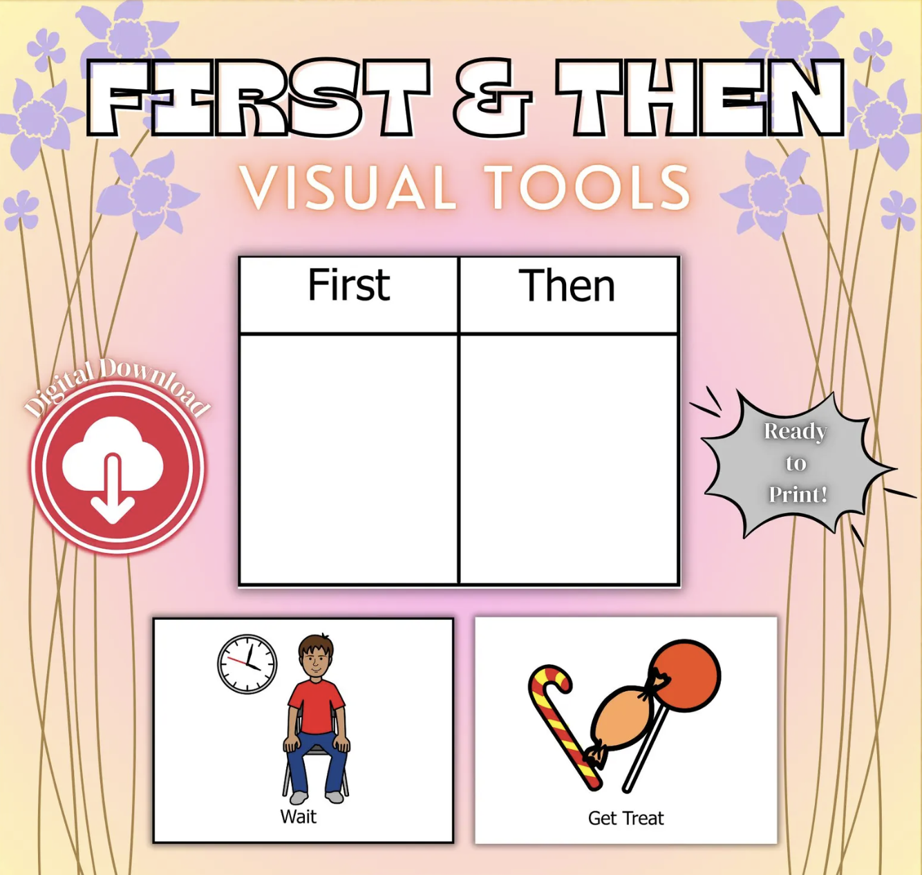 First/Then Visual Tool for Kids | Printable Special Education Aid for Nonverbal Communication