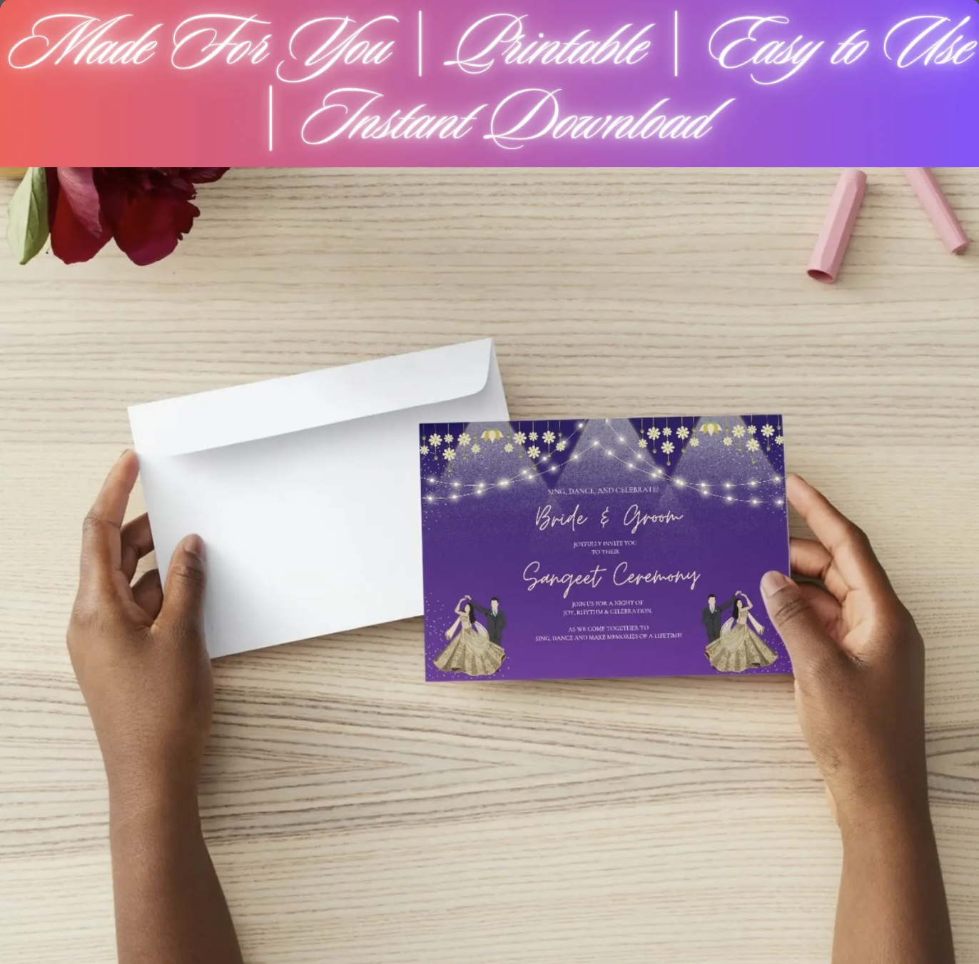 Personalized Sangeet Ceremony Invitation Card | Digital Download & Printable