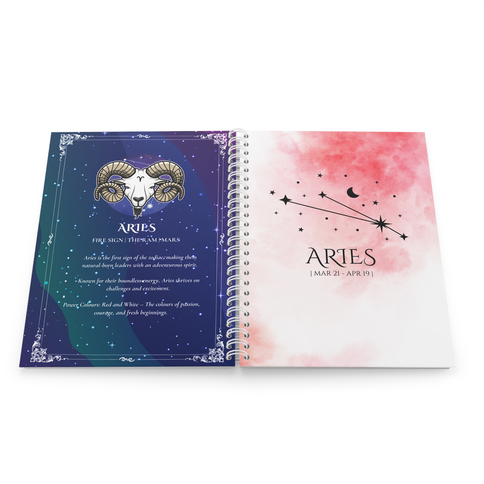 Aries Zodiac Journal – Daily Check-In and Planning Notebook | Cosmic Veil Collection