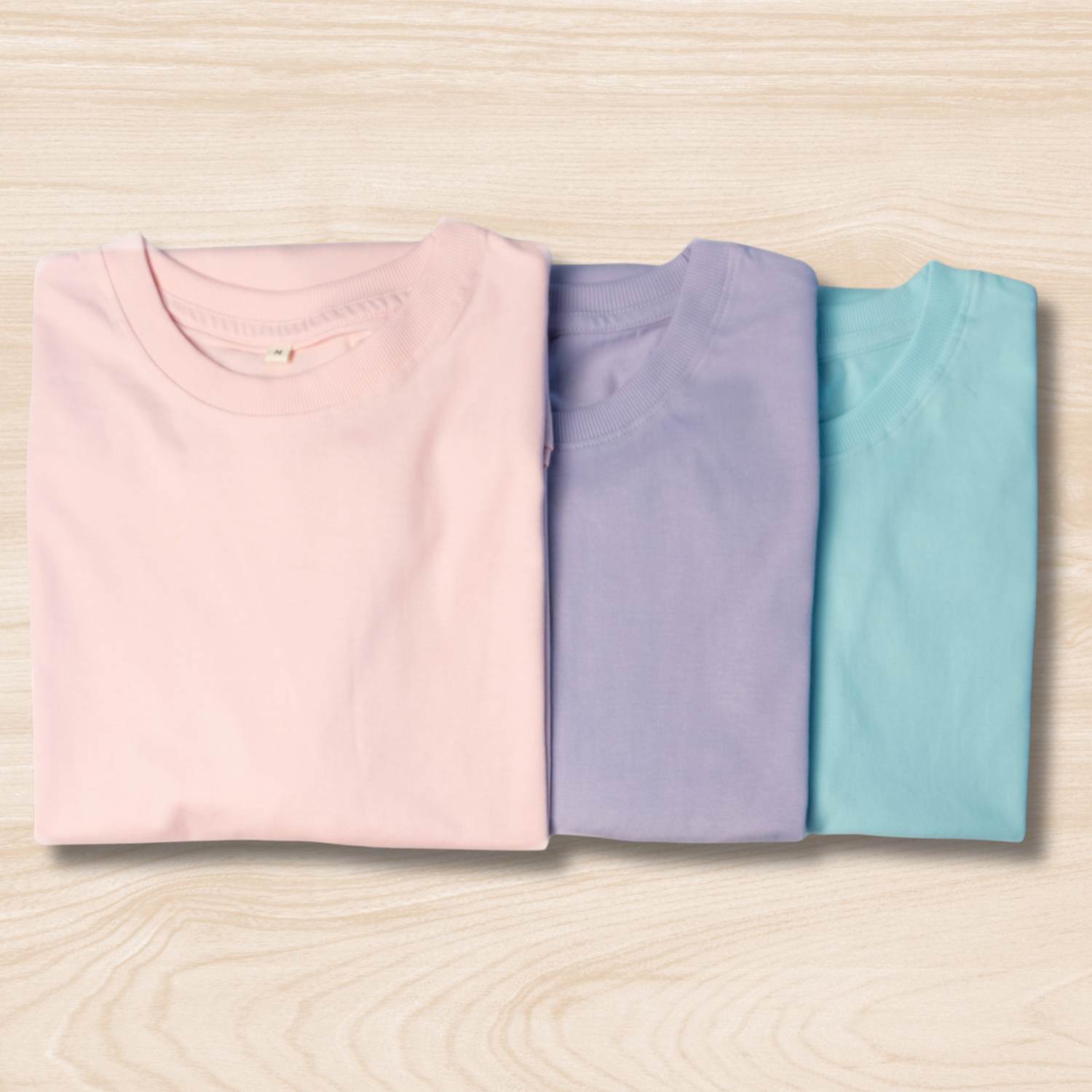 Oversized Unisex Cotton T-Shirts – Pack of 3 (Baby Pink, Lavender, Mint)