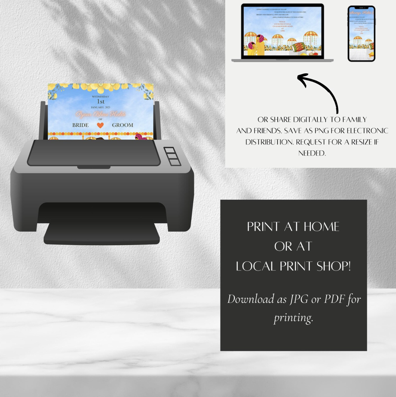 Haldi Ceremony Invitation for Bride & Groom | "Pyaar Bhari Haldi" | 2-Page Digital Design