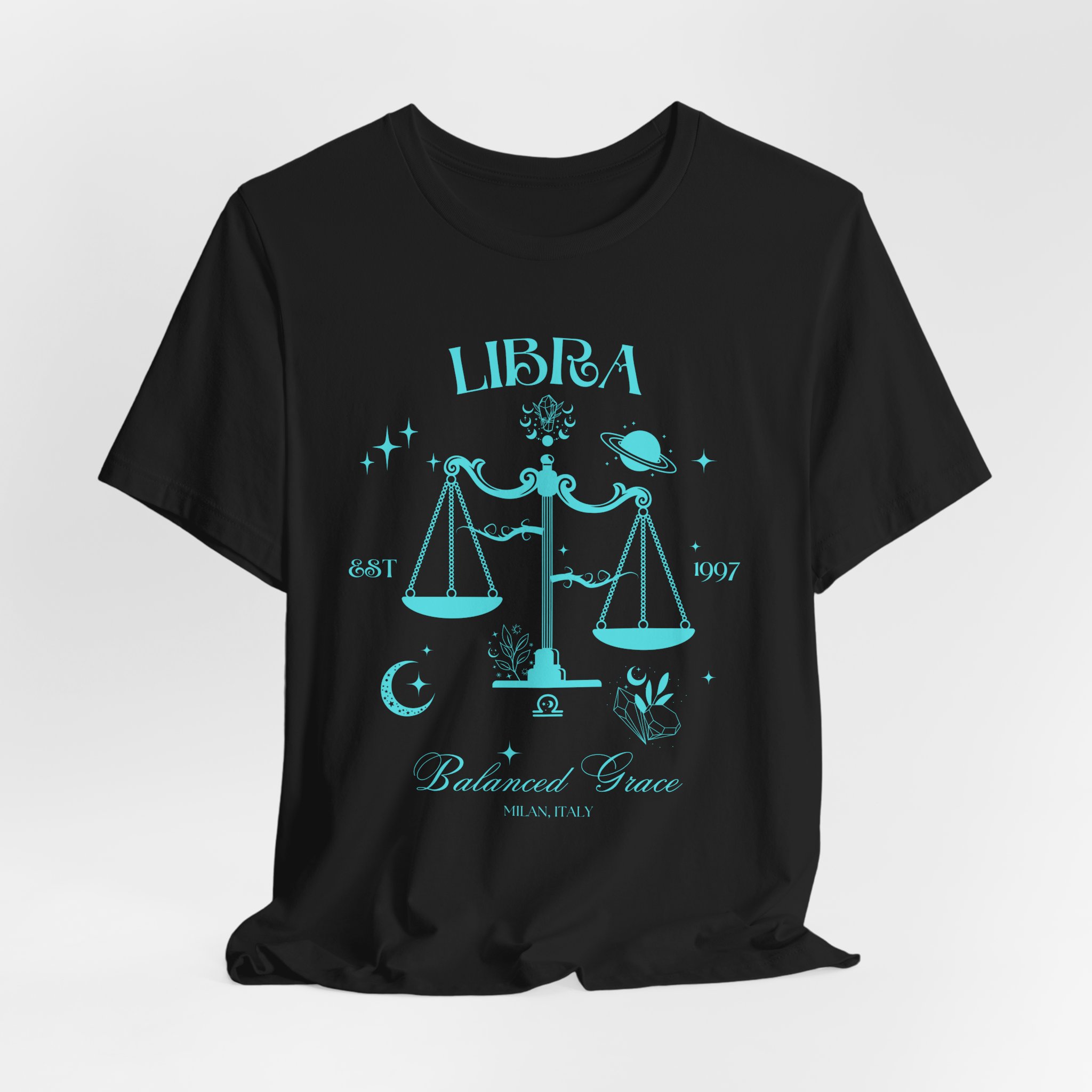 Libra Unisex T-Shirt – Balanced Grace | Cosmic Veil Collection | Premium Zodiac Tee