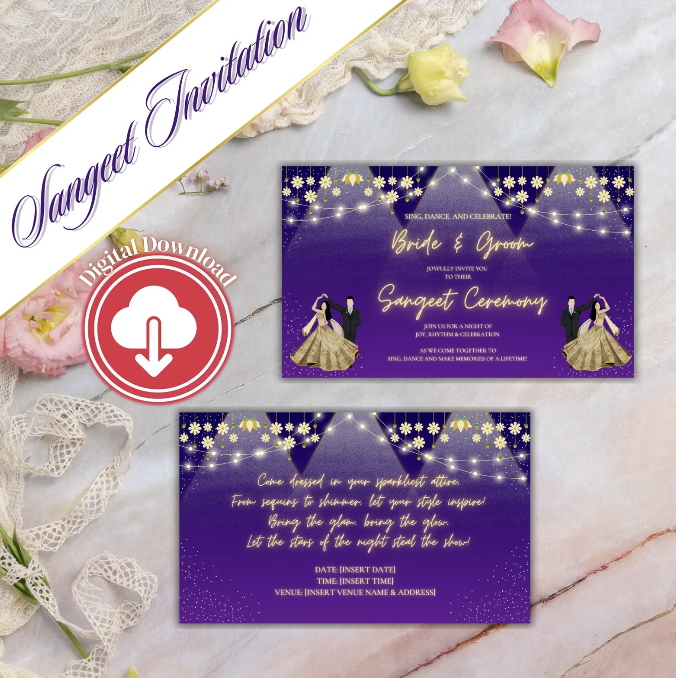 Personalized Sangeet Ceremony Invitation Card | Digital Download & Printable