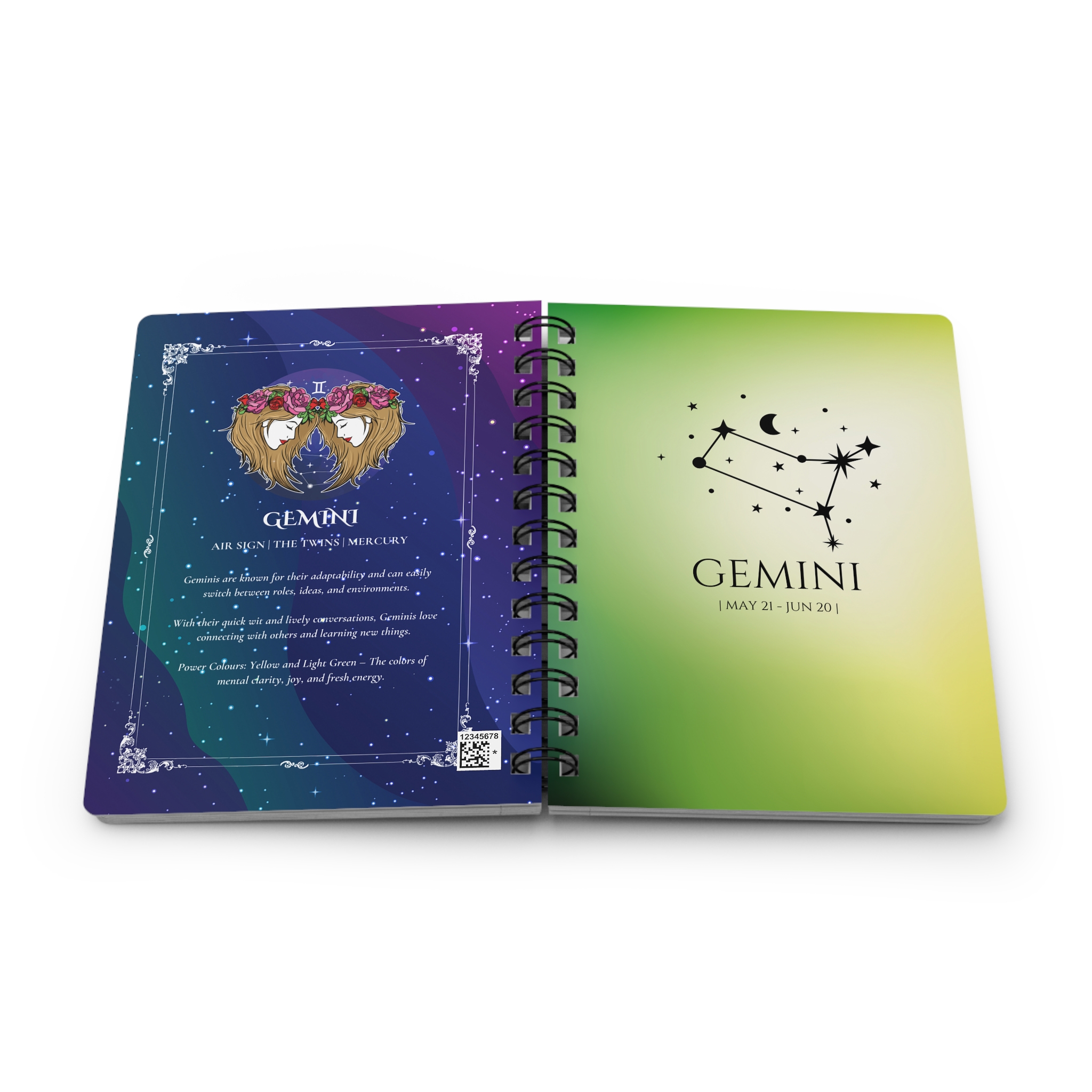 Gemini Zodiac Journal – Daily Check-In and Planning Notebook | Cosmic Veil Collection