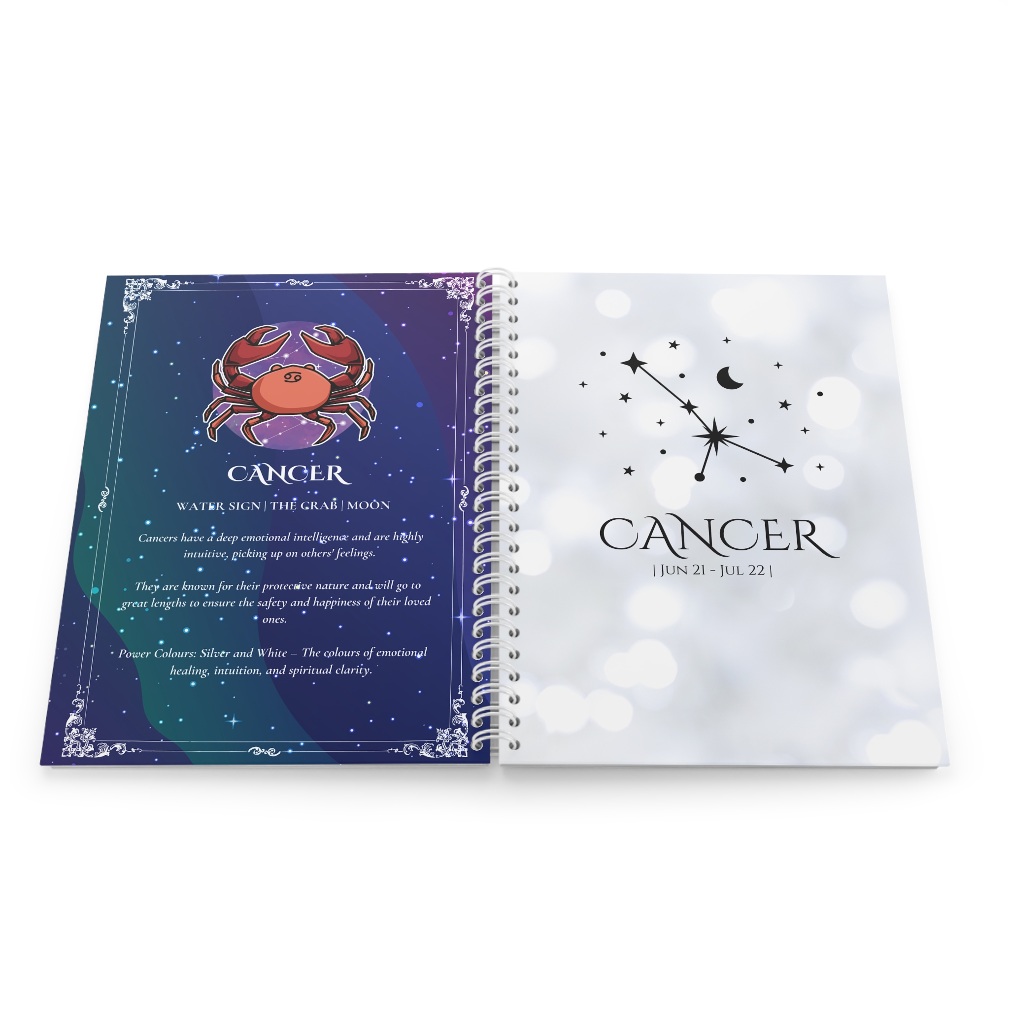 Cancer Zodiac Journal – Daily Check-In and Planning Notebook | Cosmic Veil Collection