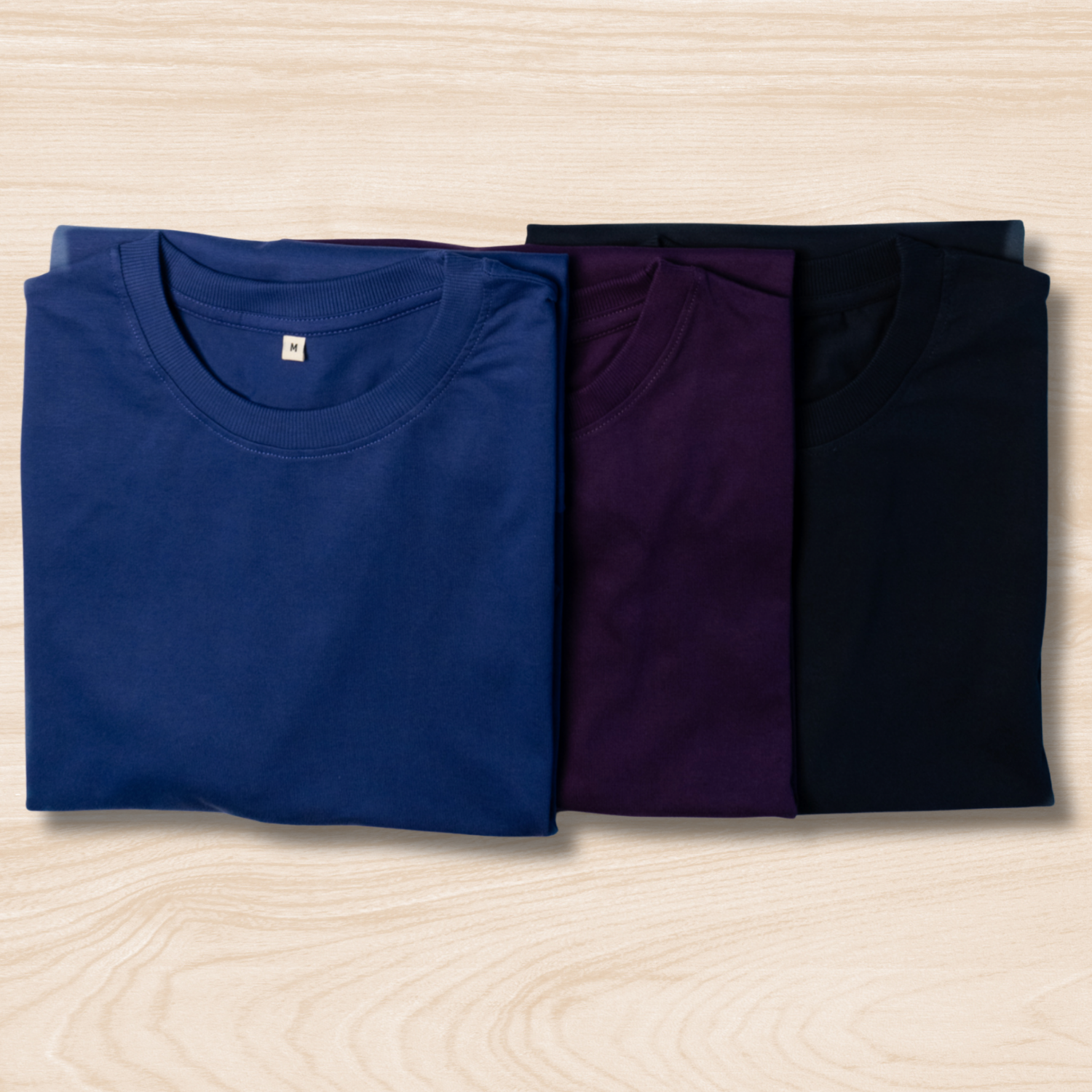 Oversized Unisex Cotton T-Shirts (Pack of 3) – Royal Blue, Purple, Navy