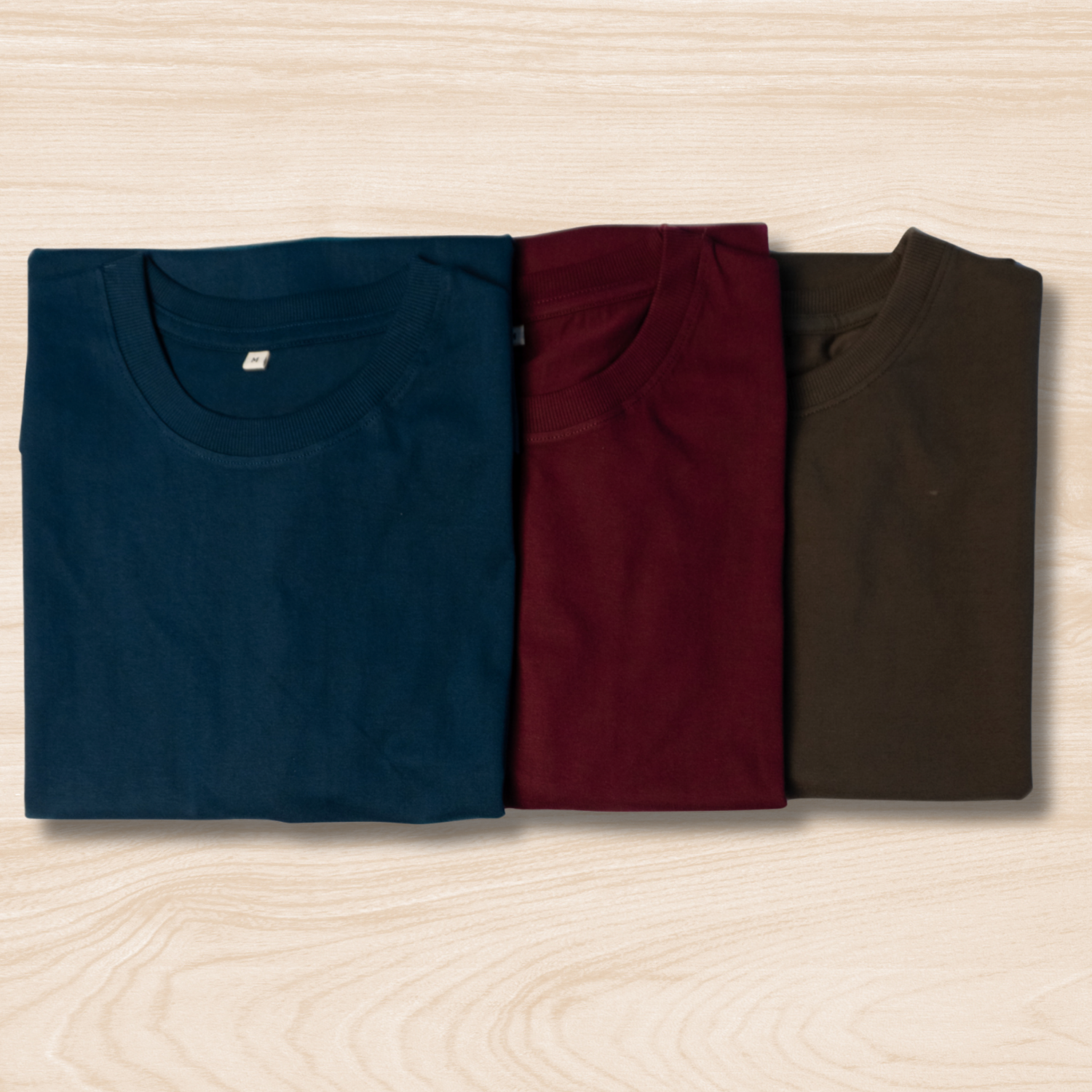 Oversized Unisex Cotton T-Shirts – Pack of 3 (Petrol Blue, Maroon, Brown)