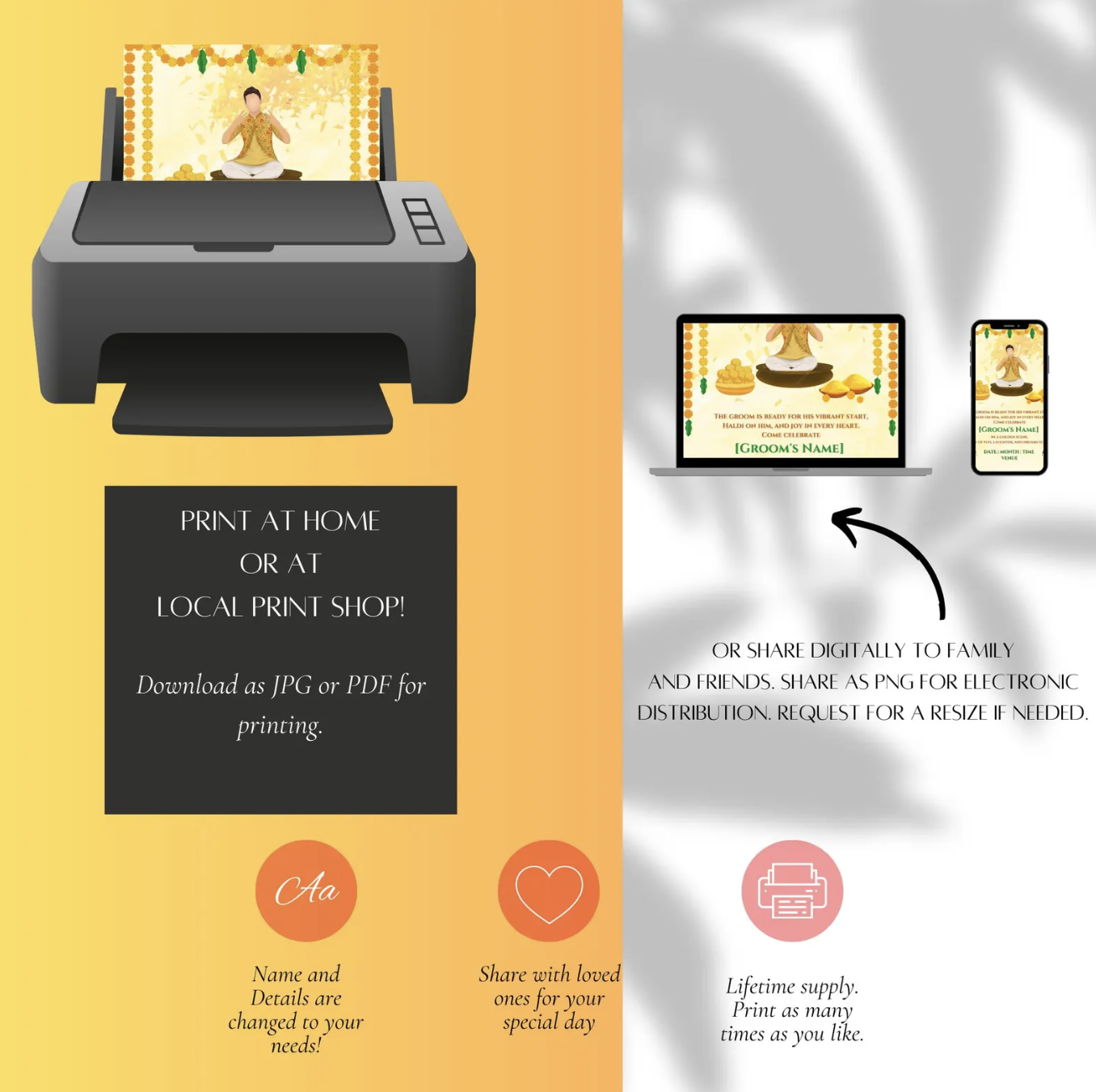 Haldi Ceremony Invitation for the Groom | Vibrant Yellow & Green Accents | Digital Design