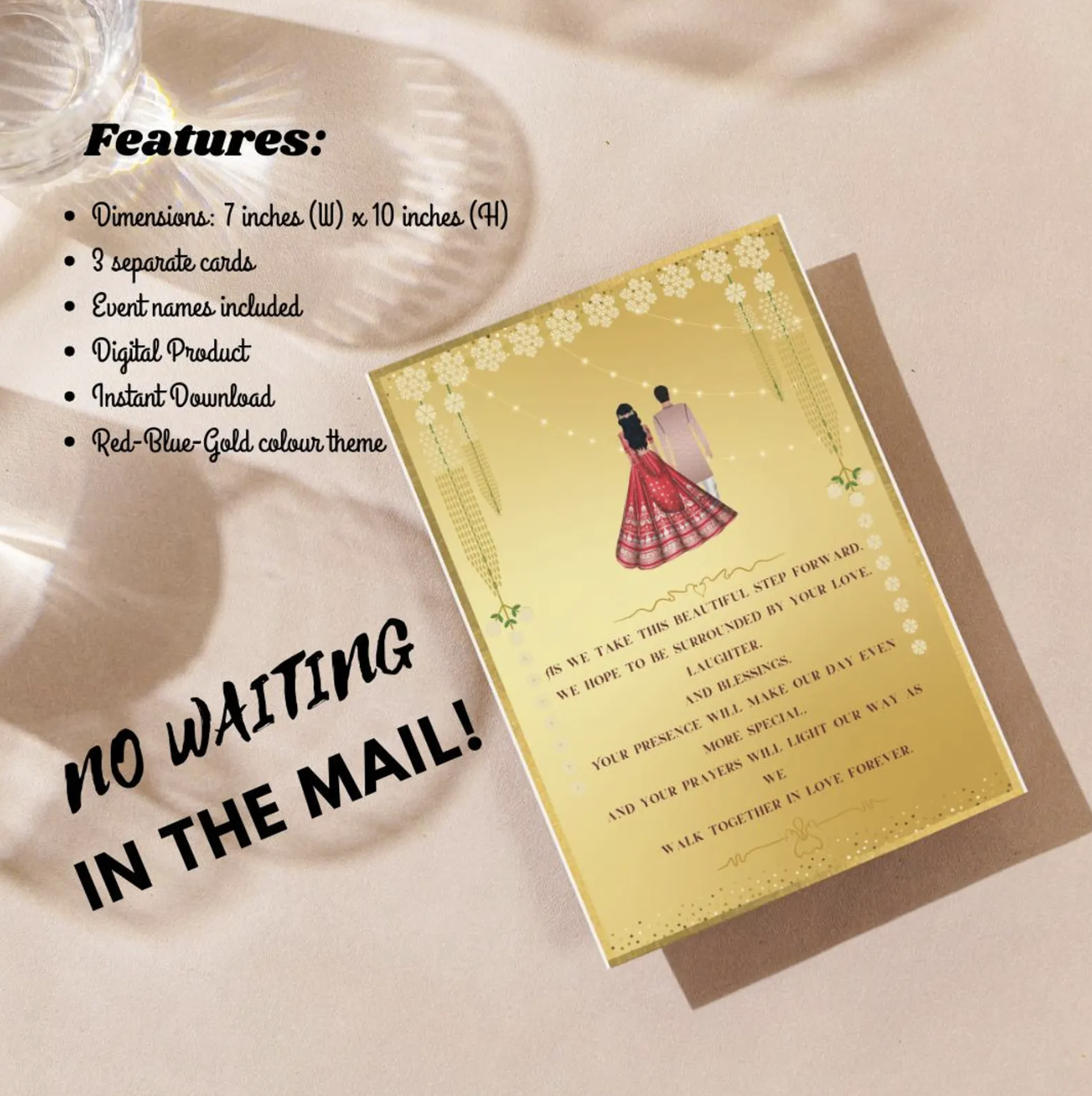 Traditional Indian Wedding Invitation Set | Sangeet, Haldi, Mehendi & Shaadi | Personalized Cards | Digital Download