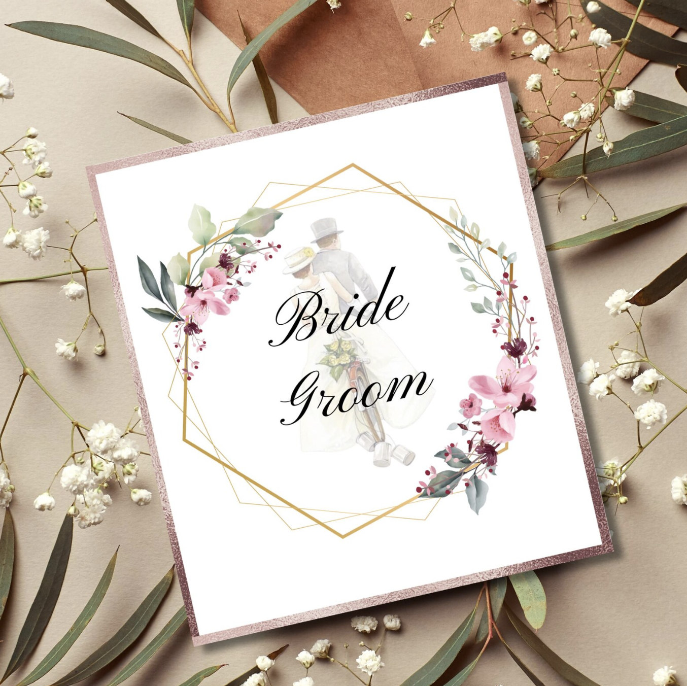 Minimalist Wedding Invitation Set | 5-Page Personalized Cards | Digital Download