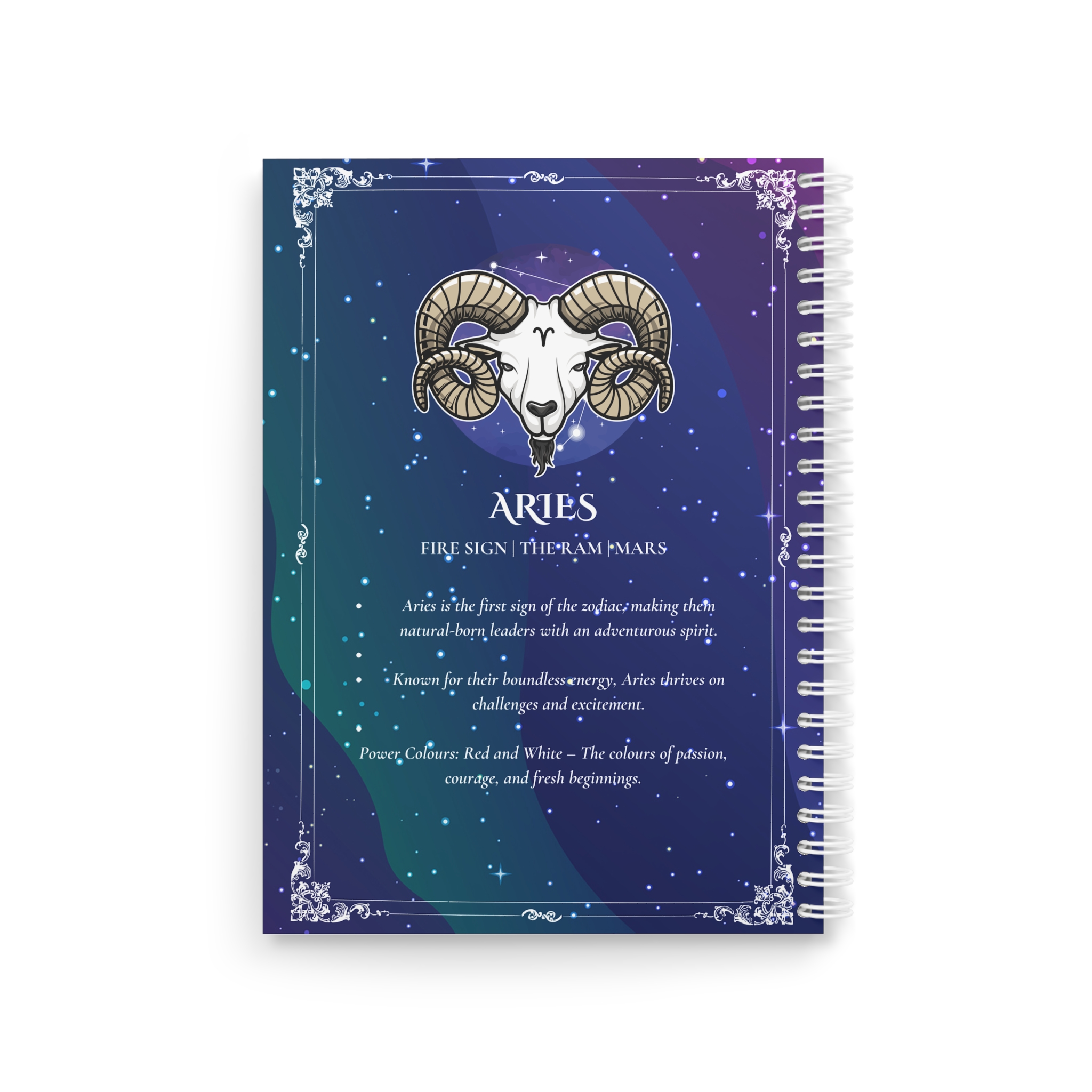 Aries Zodiac Journal – Daily Check-In and Planning Notebook | Cosmic Veil Collection