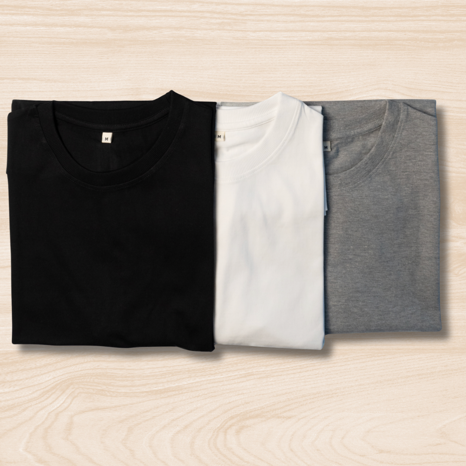 Oversized Unisex Cotton T-Shirts – Pack of 3 (Black, White, Grey)