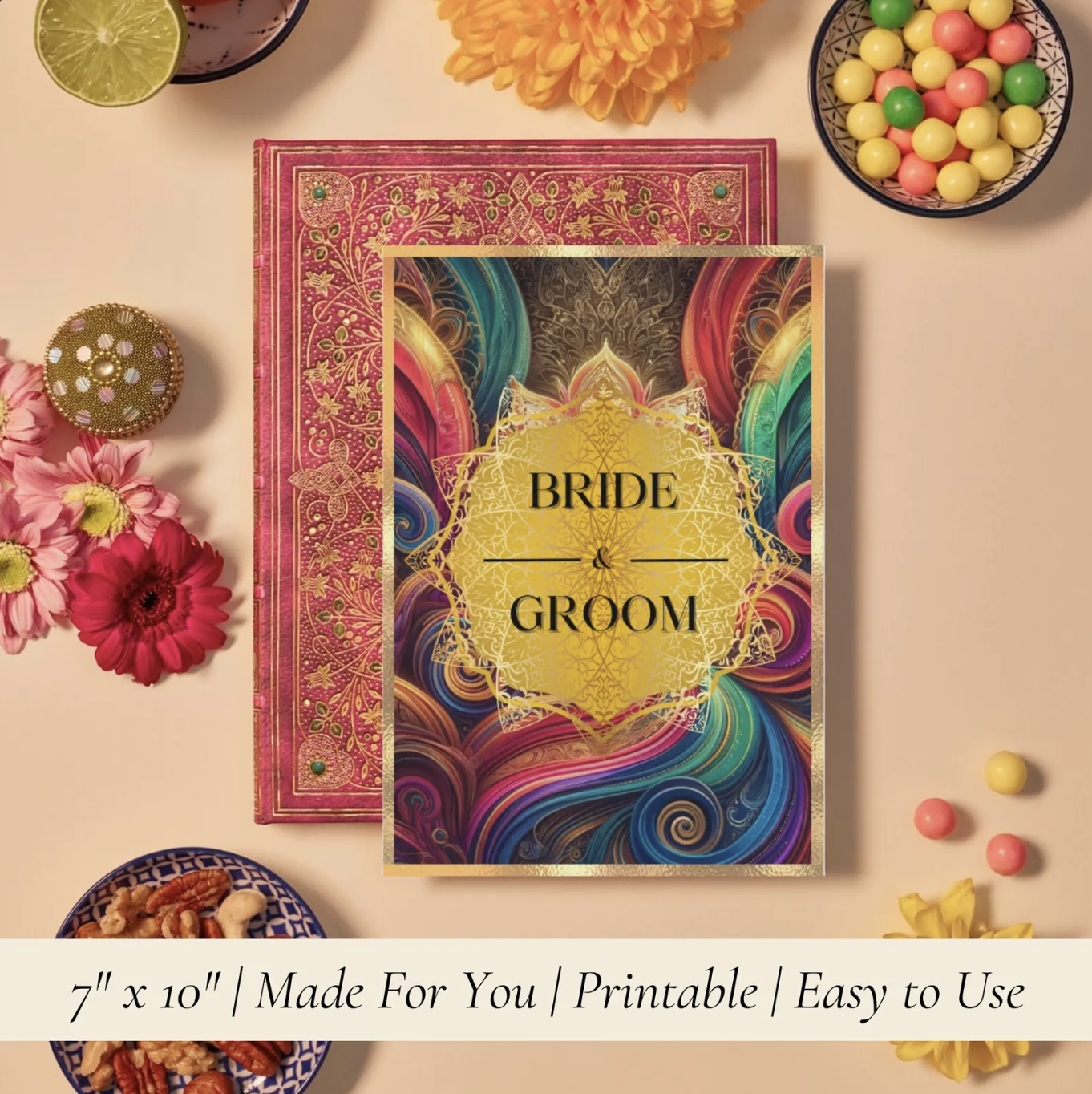 Colorful & Modern Indian Wedding Invitation | Multicolored Design with Traditional Hues | Digital Design