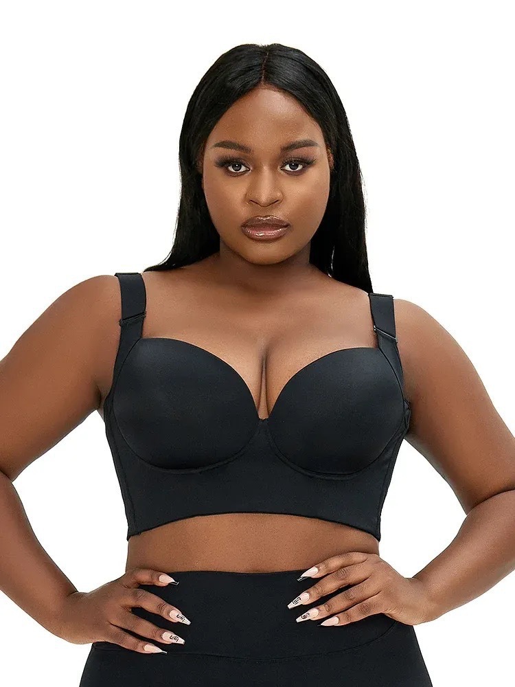Black Longline Push-Up Bra