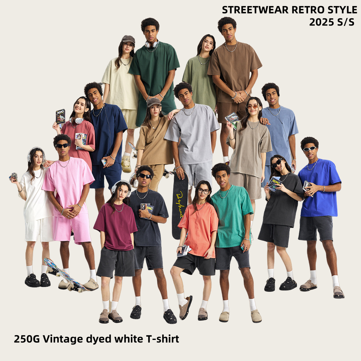 250G Vintage Dyed White T-shirt #8805
