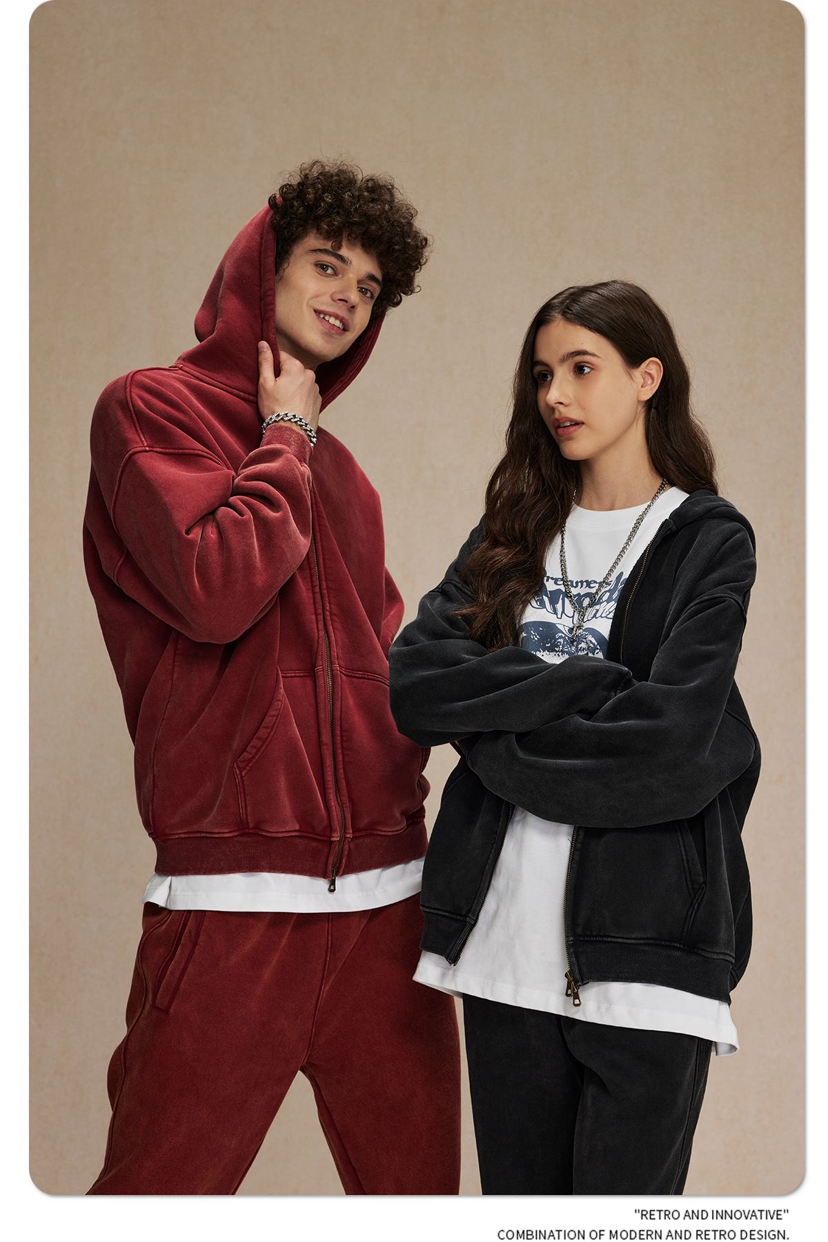 360G Velvet Double Zipper Hoodie #2663