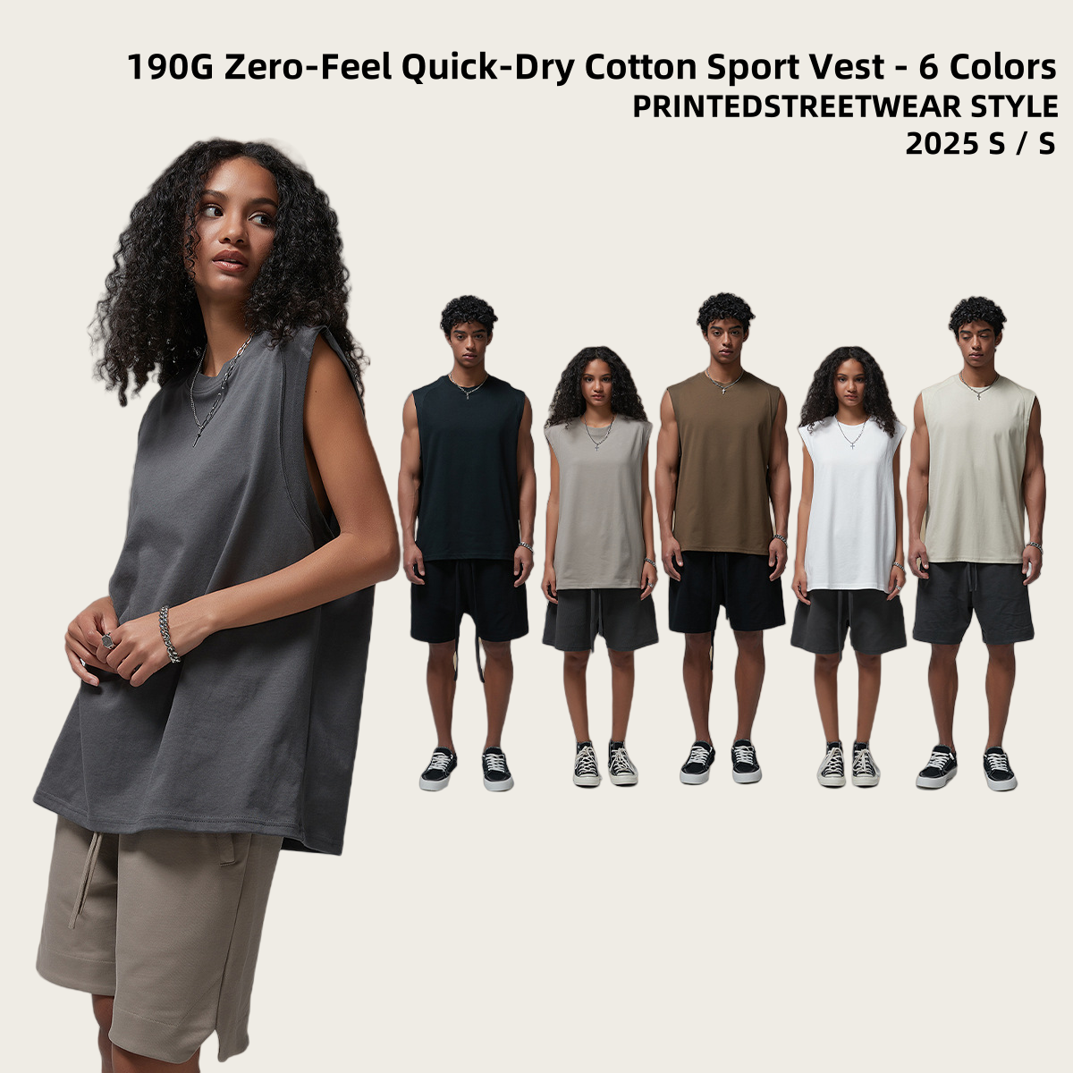 190G Zero-Feel Quick-Dry Cotton Sport Vest #717