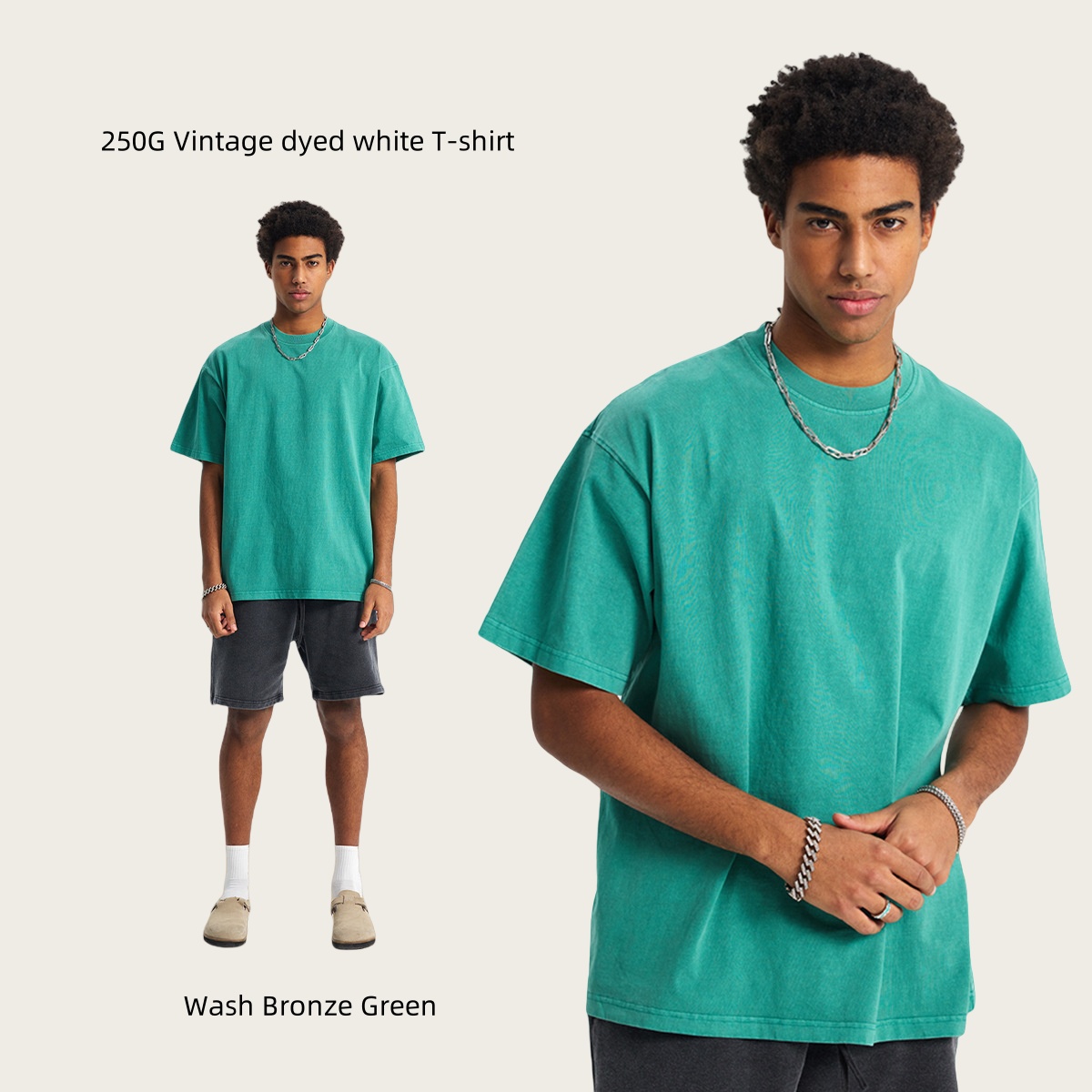 250G Vintage Dyed White T-shirt #8805