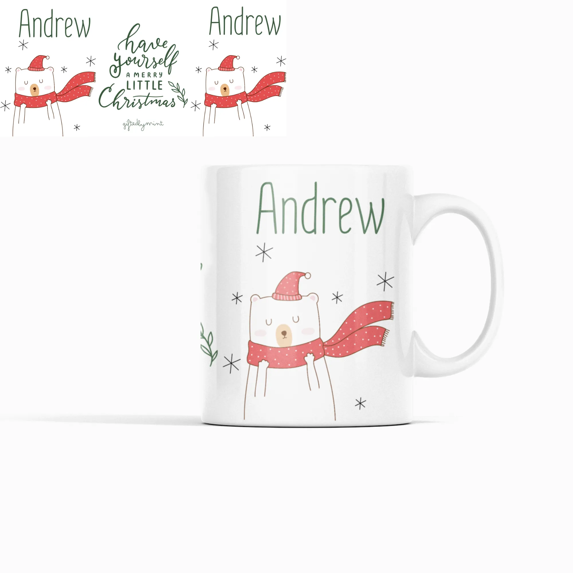 Personalised Christmas Reindeer or Bear Mug