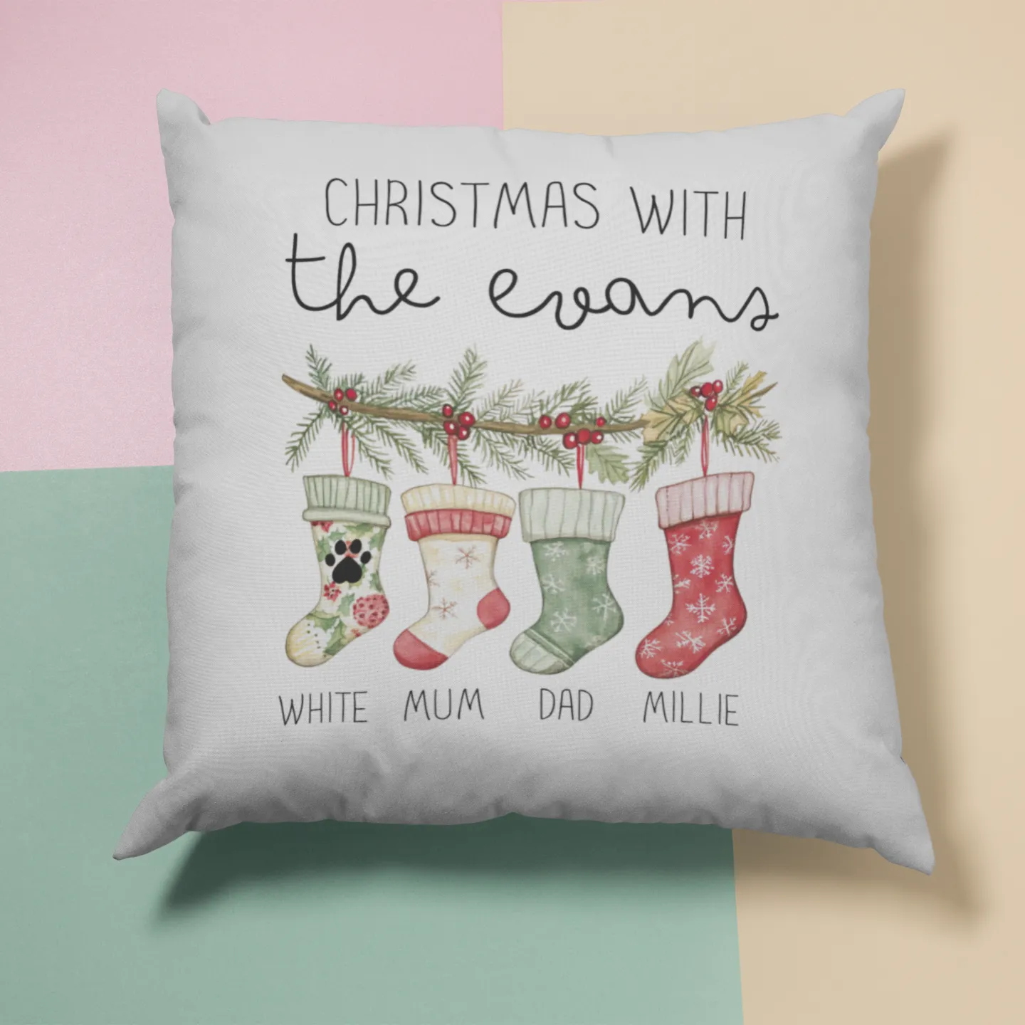 Personalised Family Christmas Cushion