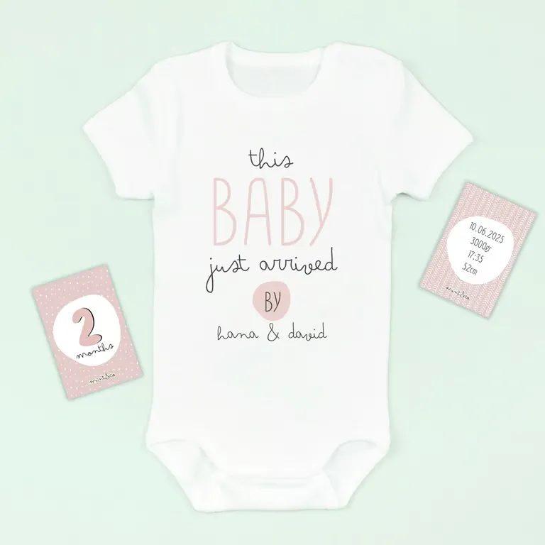 Personalised Baby Onesie with First Year Milestone Cards