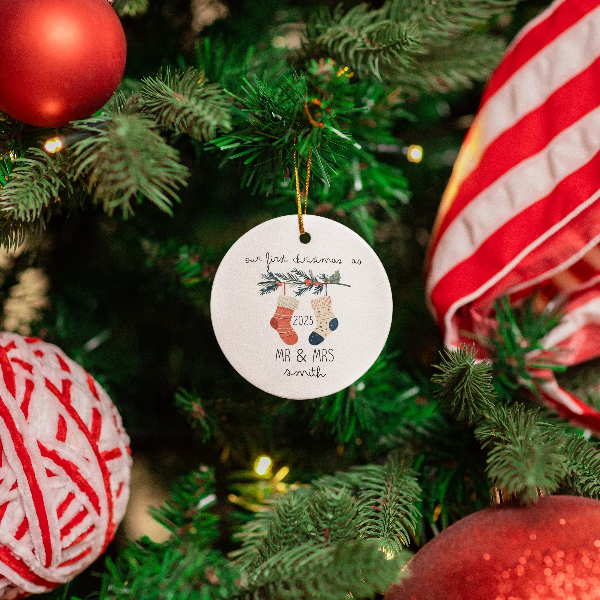 Personalised First Christmas as Mr and Mrs Ornament