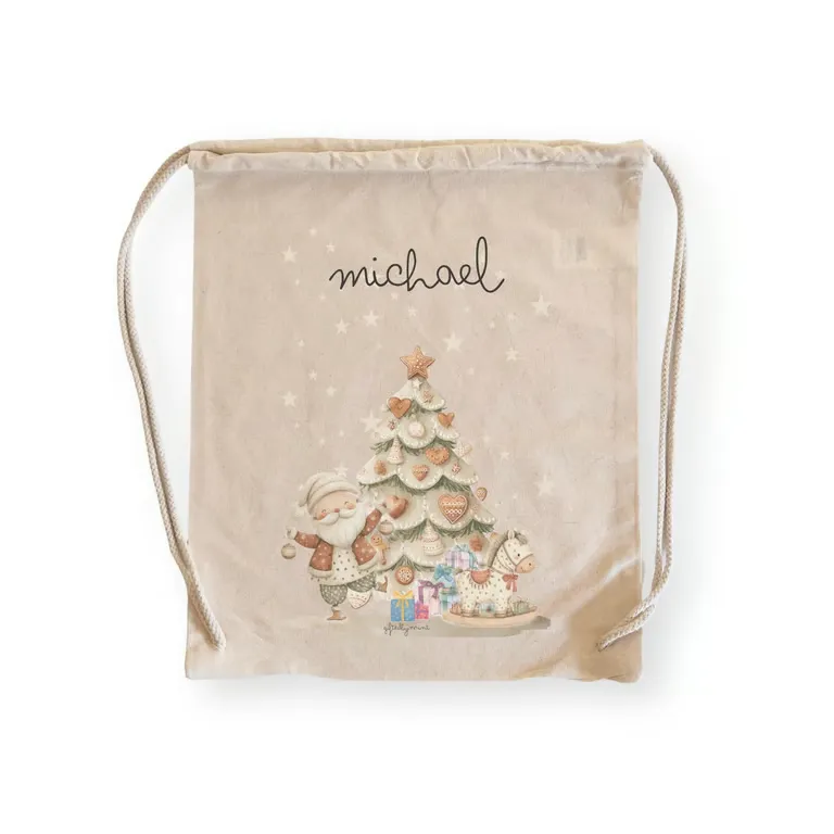 Personalised Christmas Drawstring Gift Bag