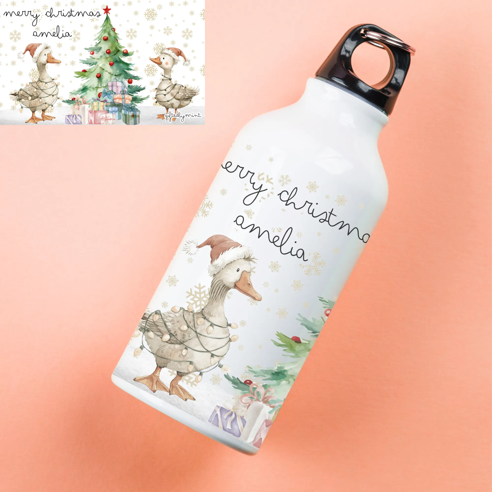 Personalised Christmas Goose Water Bottle