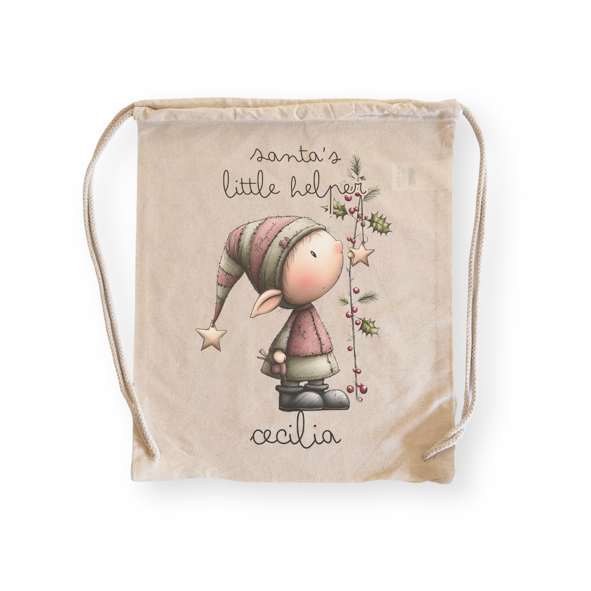 Personalised Santa’s Little Helper Drawstring Bag
