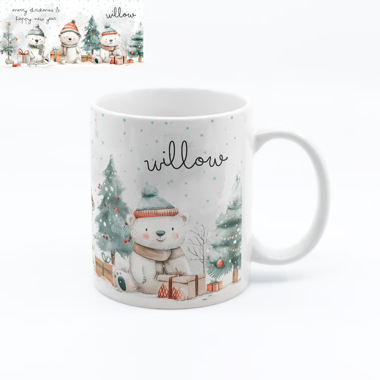 Personalised Christmas Bear Mug
