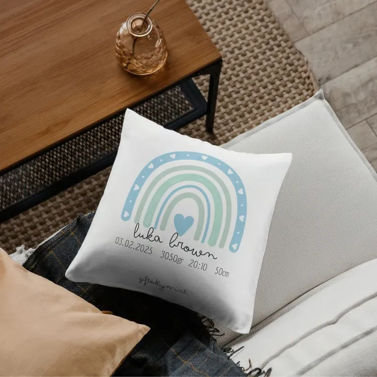 Personalised Baby Birth Pillow Case
