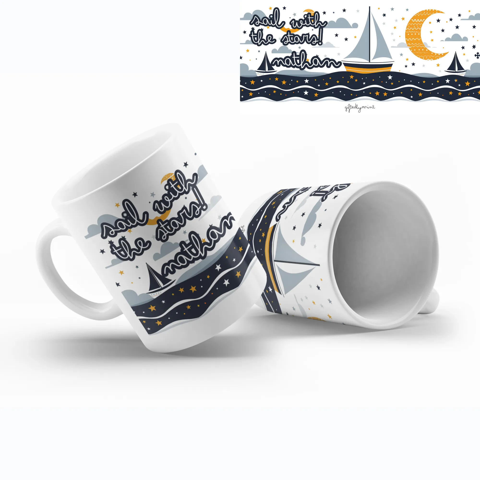 Nautical themed ceramic mug
