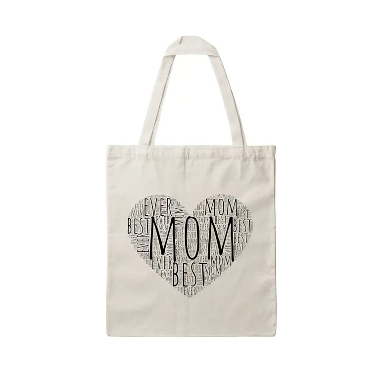 Mom Heart Canvas Tote Bag