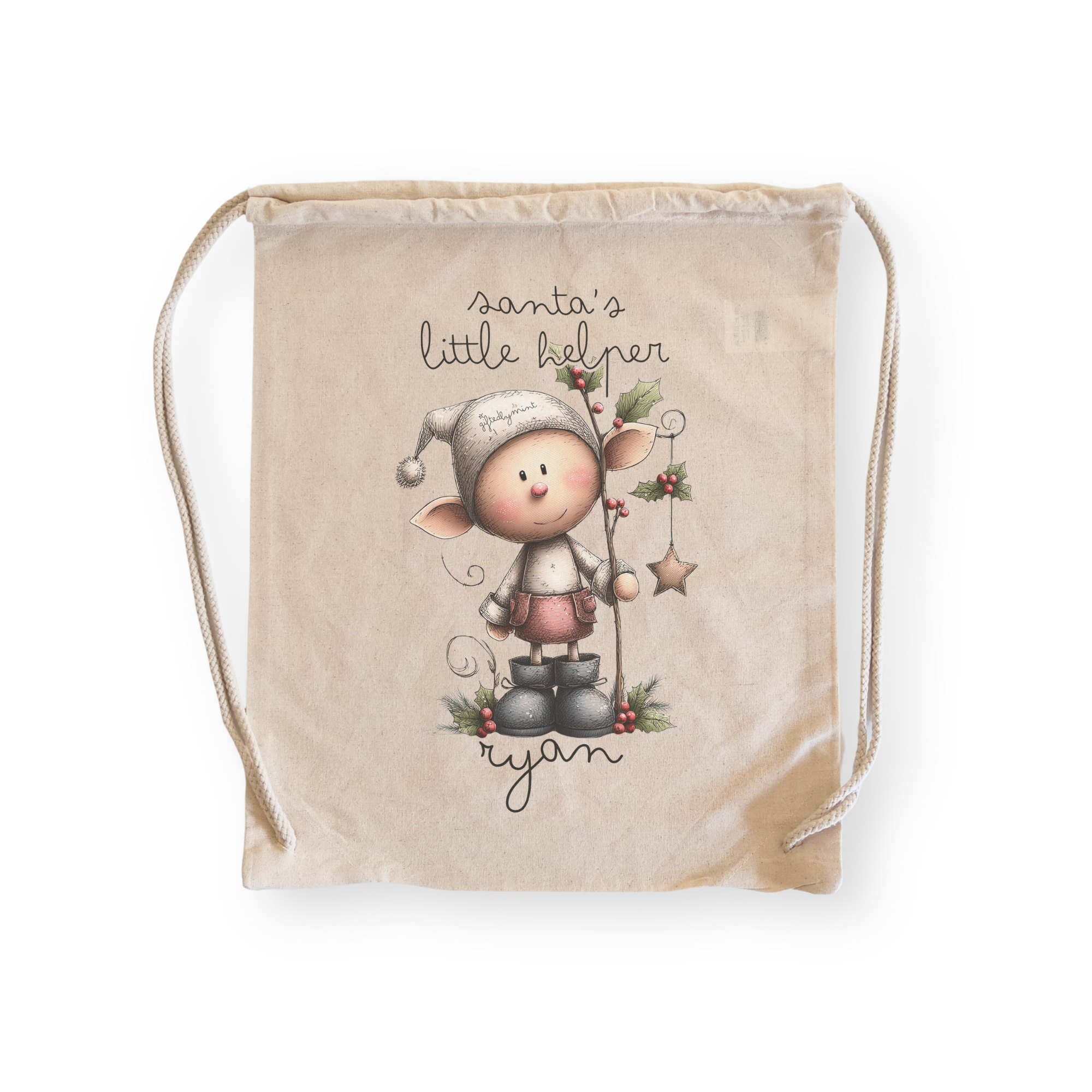 Personalised Santa’s Little Helper Drawstring Bag