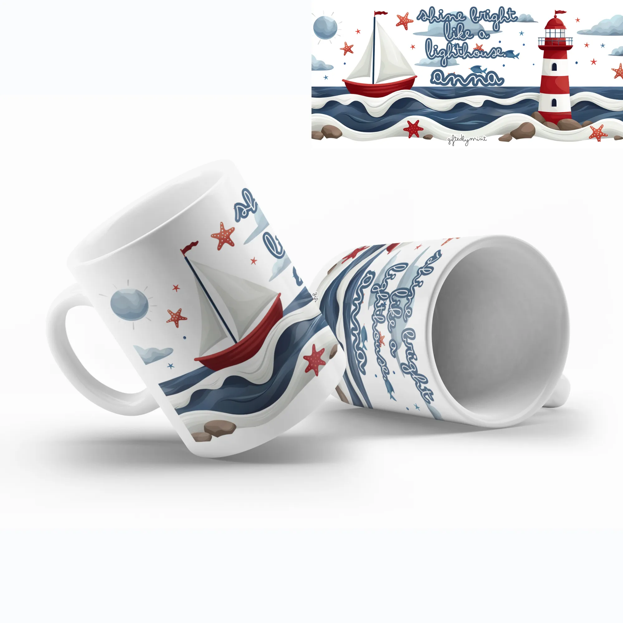 Nautical themed ceramic mug