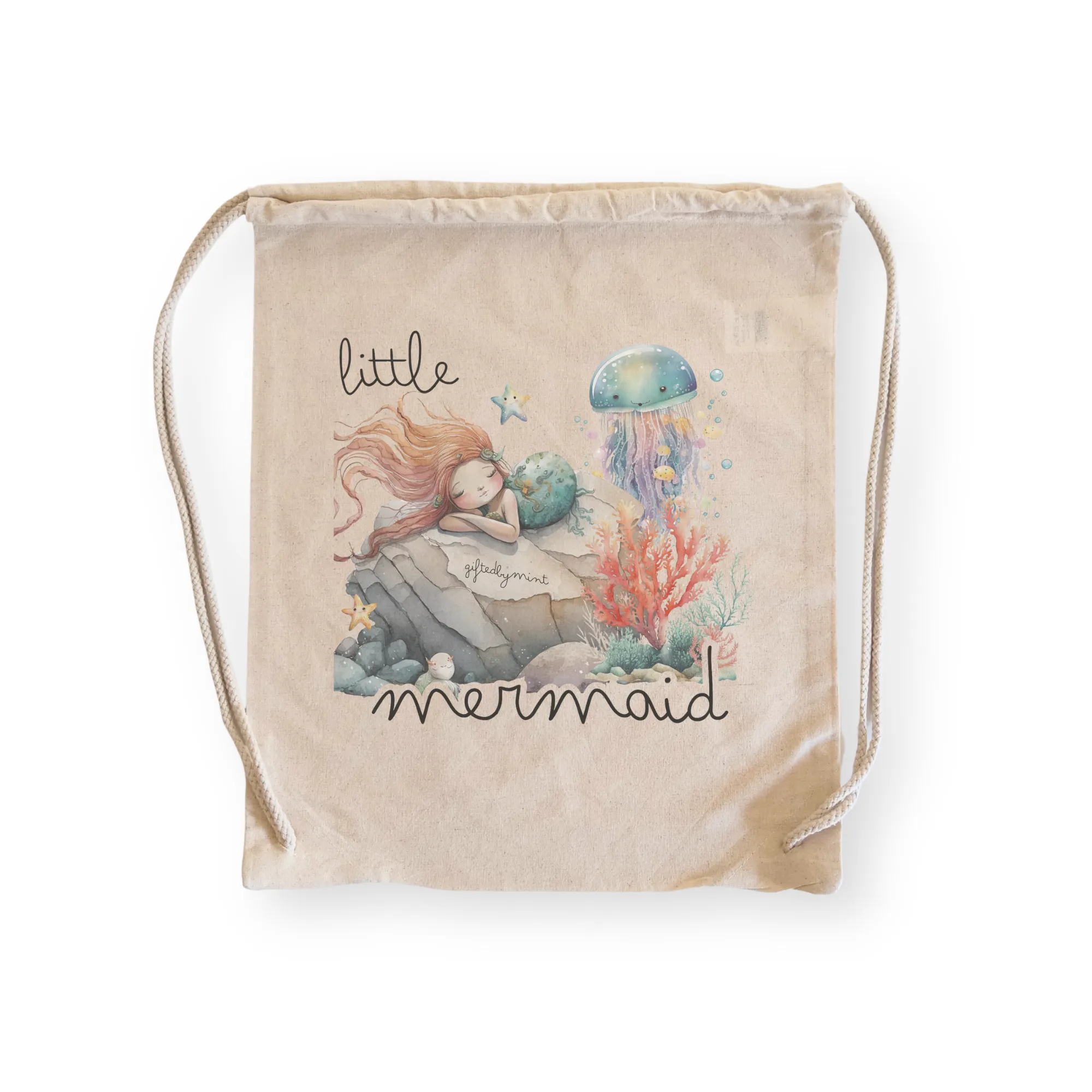 Little Mermaid or Little Sailor Drawstring Backpack